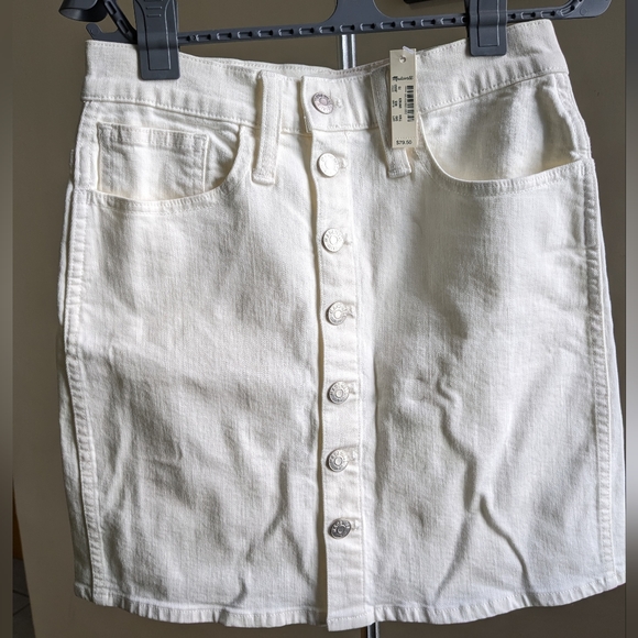 NWT Sz 25 Madewell White Stretch Denim Button Skirt - Picture 3 of 6